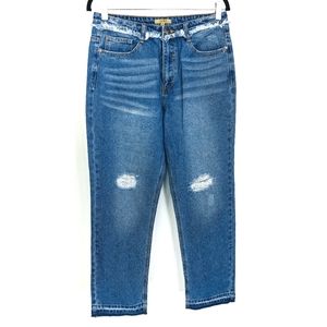 LILY & PARKER Distressed Raw Edge Denim Ankle Jean Sz 29